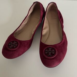 Tory Burch Burgundy Suede Ballet Flats Size 8.5